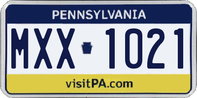 PA license plate MXX1021