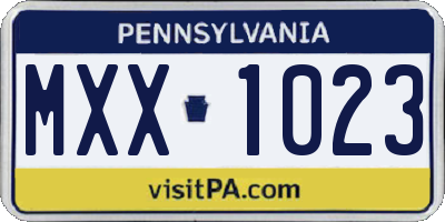 PA license plate MXX1023