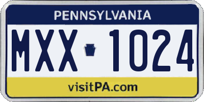 PA license plate MXX1024