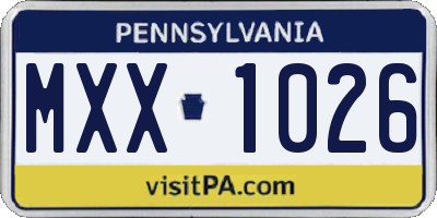 PA license plate MXX1026