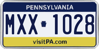 PA license plate MXX1028