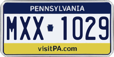 PA license plate MXX1029