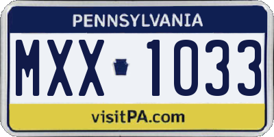PA license plate MXX1033