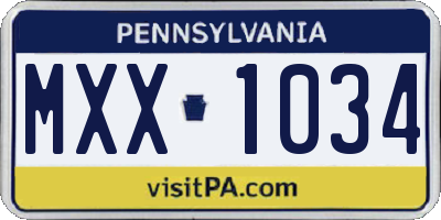 PA license plate MXX1034