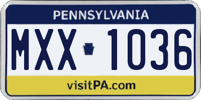 PA license plate MXX1036
