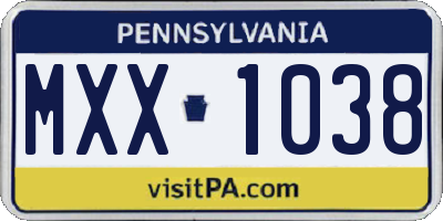 PA license plate MXX1038