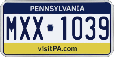 PA license plate MXX1039