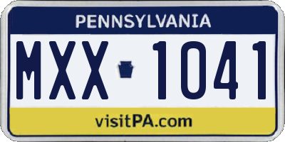 PA license plate MXX1041