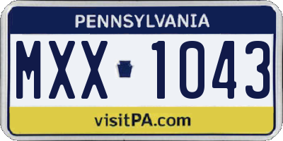 PA license plate MXX1043