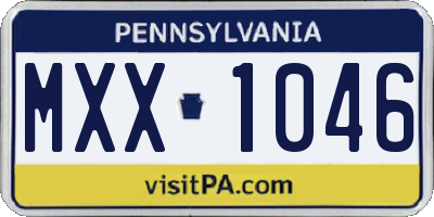 PA license plate MXX1046