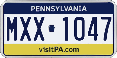 PA license plate MXX1047