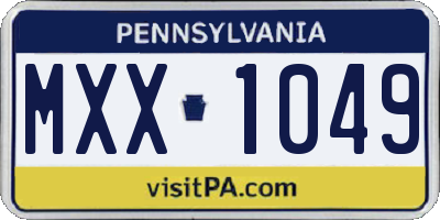 PA license plate MXX1049