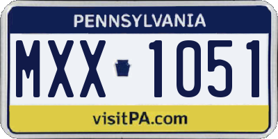 PA license plate MXX1051