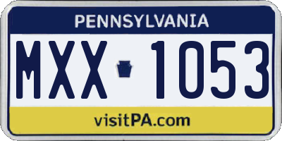 PA license plate MXX1053