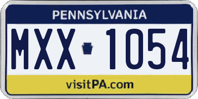 PA license plate MXX1054