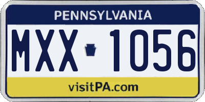 PA license plate MXX1056