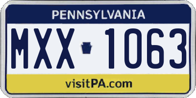 PA license plate MXX1063