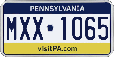 PA license plate MXX1065