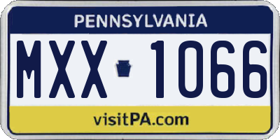 PA license plate MXX1066