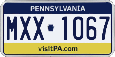 PA license plate MXX1067