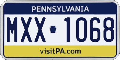 PA license plate MXX1068