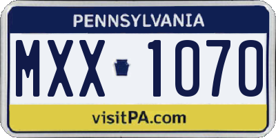 PA license plate MXX1070
