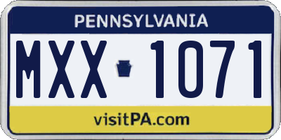 PA license plate MXX1071