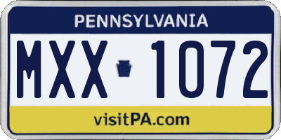 PA license plate MXX1072