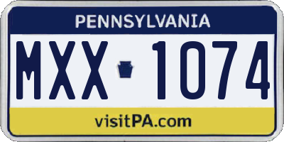PA license plate MXX1074