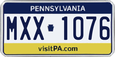 PA license plate MXX1076