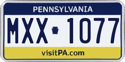 PA license plate MXX1077