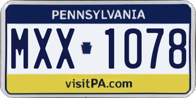 PA license plate MXX1078
