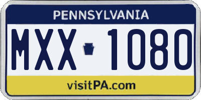 PA license plate MXX1080