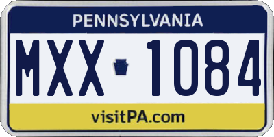 PA license plate MXX1084