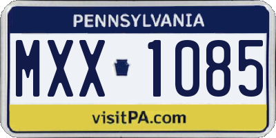 PA license plate MXX1085
