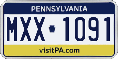 PA license plate MXX1091