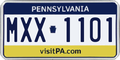 PA license plate MXX1101