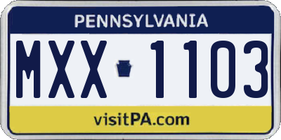 PA license plate MXX1103