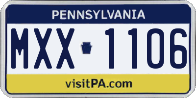 PA license plate MXX1106