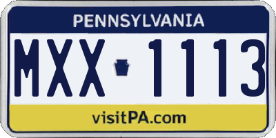 PA license plate MXX1113
