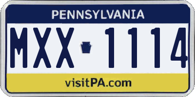 PA license plate MXX1114