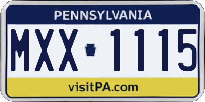 PA license plate MXX1115