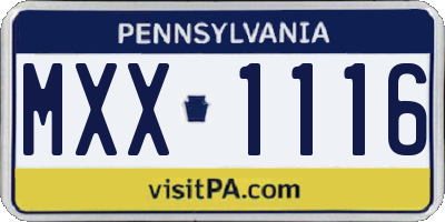 PA license plate MXX1116