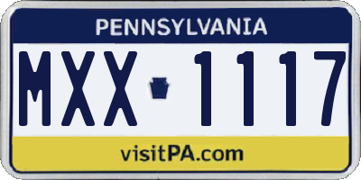 PA license plate MXX1117