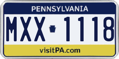 PA license plate MXX1118