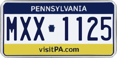 PA license plate MXX1125