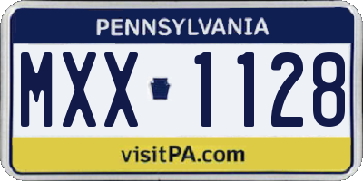 PA license plate MXX1128