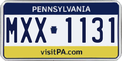 PA license plate MXX1131