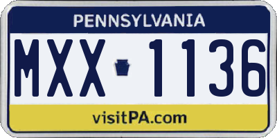 PA license plate MXX1136
