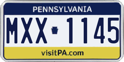 PA license plate MXX1145